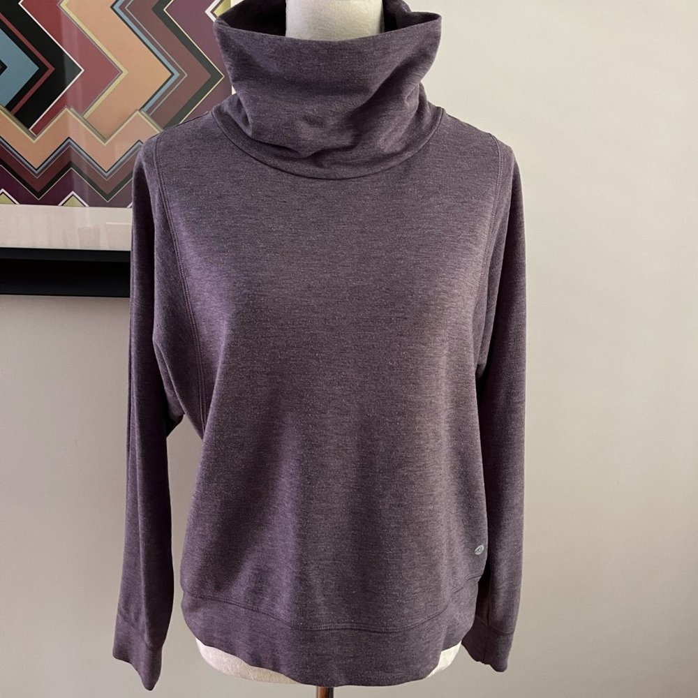 Apana Heathered Purple Cropped Midweight Cowlneck Top M